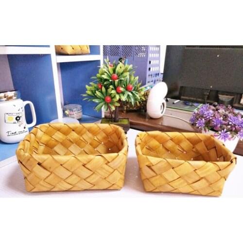 Square wooden Chip Hand-woven fruit basket storage basket vegetable basket picnic bread basket fruit bask