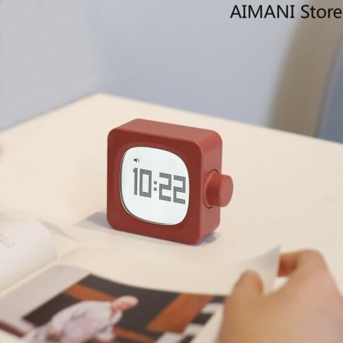 Square Small Alarm Clock Simple Luminous Mute Bedside Charging Student Mini Led Clock Light Kids Wall Clock Vinyl Record Clock