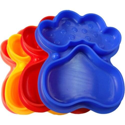 Dog Feeding Bowls Silicone Footprint Shape Bowl Durable Split pet Bowls Food Water Dish Tray Placemat NonSlip Mat Pad