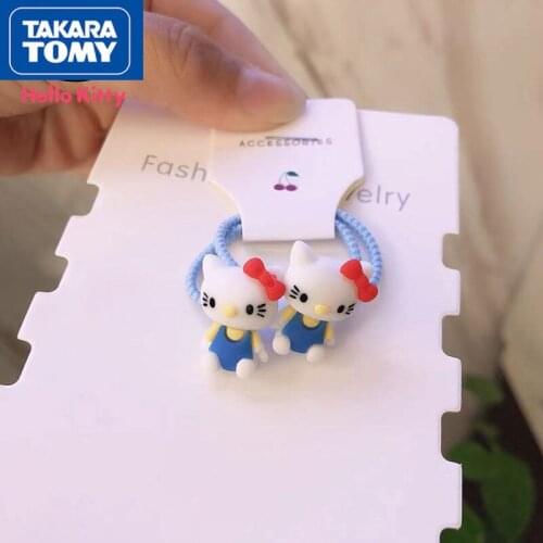 Hello Kitty Fashion Cute Cartoon Princess Tie Hair Rubber Band Hair Ring Headdress Children High Elastic Head Rope Hair Rope