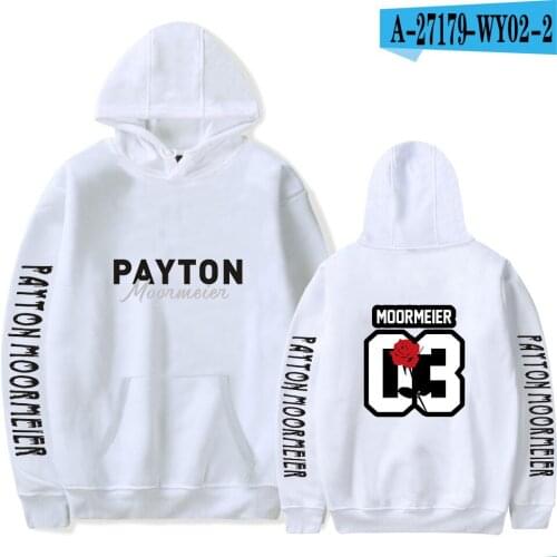 Fashion hooded printed letter costume payton moormeier male hoodie white casual long-sleeved sweatshirt youth high street top