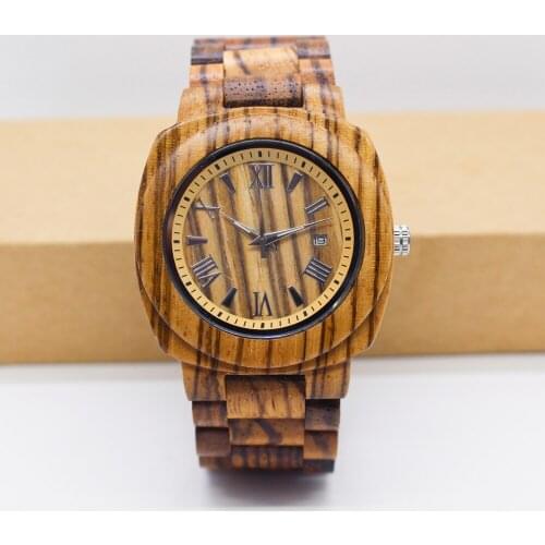 Fashion Handmade Women Dress Wood Watch Natural Zebra Sandalwood Wristwatch For Men Woman Japan Quartz Analog Wooden Wateches