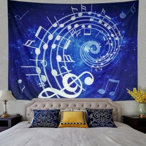 Wall Hanging Blue Music Note Hippie Bohemian Psychedelic Mandala Tapestry for Bedroom Home Dorm Decor