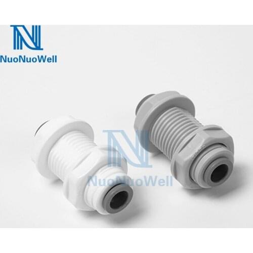 NuoNuoWell 1/4'' 3/8'' Bulkhead Aquarium Pipe joint Water Purifier RO Water Quick Coupling POM Straight Connector 10pcs-pack