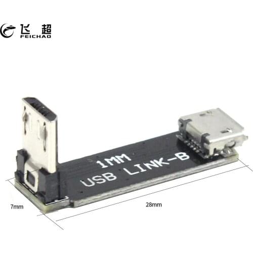 Feichao L-type Micro USB Flight Control Programmer Male to Female Extension Adapter Board USB-B for FPV Indoor RC Racing Drone
