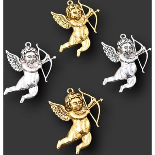 Retro Cupid Pendant Love Charm Love Angel Charm Love God Arrow Charm Silver Plated Pendant Valentines Gift 46*36mm A171 4pcs