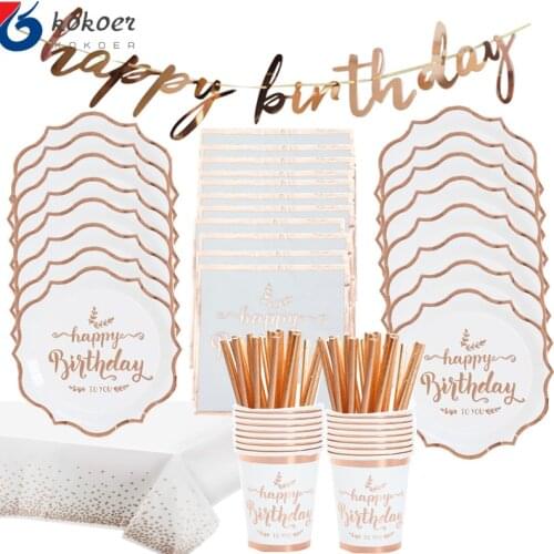 Rose Gold Happy Birthday Banner Adult Happy Birthday Party Decor Kids 1 Birthday Garland Party 16 18 20 30 40 50 Birthday Girl