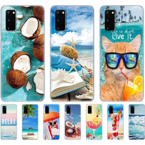 Silicon Case For samsung galaxy S20 PLUS Ultra S10 lite Phone Cover For samsung note 10 plus lite Case summer beach wave sea