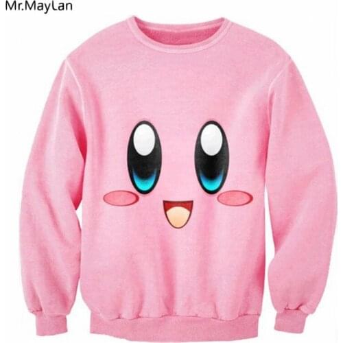 3D Print Cute Smile Eyes Men Women Sweatshirts Simple Design Casual Pullovers Girl Pink Outerwear Fashion Tops Spring Autumn