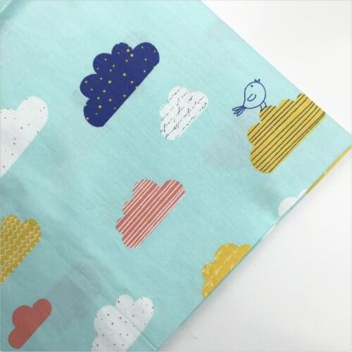 Syunss,Blue Back Colors Clouds Print Cotton Twill Fabric Sewing Baby Toy Bedding Quilting Cloth Tecido DIY Tissu Patchwork Telas