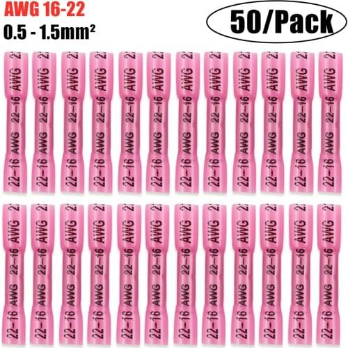 10/30/50Pcs Heat Shrink Butt Wire Connectors Waterproof Insulated Automobile Wire Cable Terminals 22-18AWG