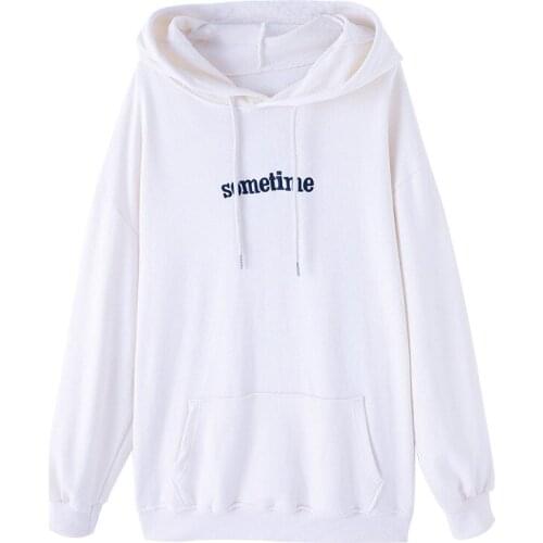 Spring and autumn cream color lady hooded sweatshirt soil ear long sleeve loose hoodies casual fashion womens tops clothing