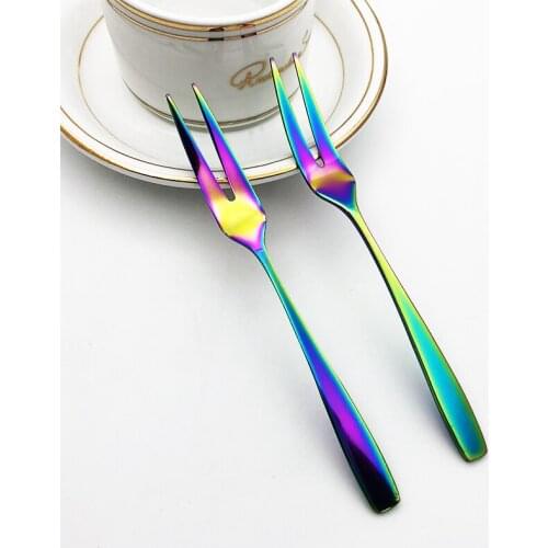 Fruit Forks Snail Salad Dessert Forks Stainless Steel Rainbow Cake Fork Flatware Dinner Xmas Cutlery set Kitchen Accessories