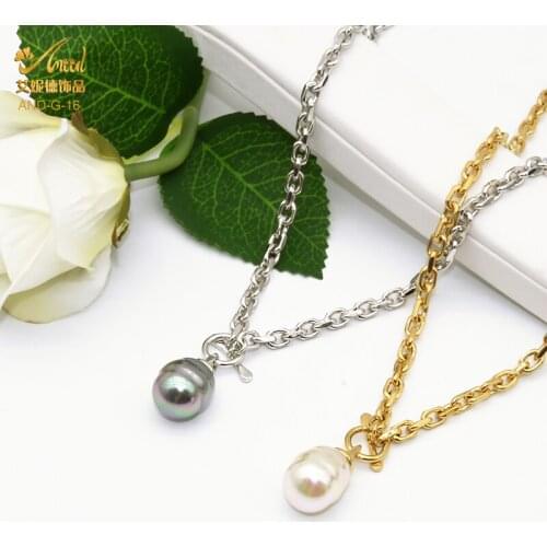 ANIID Pearl Necklace Pendant For Woman Fashion Kpop Choker Jewelry Rose Gold Stainless Steel Chain Charm Neck 2021 Girls Gift