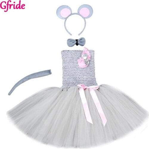 Tutu Dreams Mouse Costume For Girls 2-8Y Christmas Brown Tutu Dress with Tail Headband Fancy Birthday Hallowen Dress Up Outfits