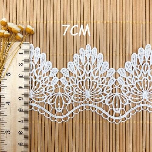 1Yards Embroidery Lace Trim Cotton White Black Lace Fabric 7cm Ribbon Curtain Lace Applique Sewing Trimmings dentelle ruban LA18