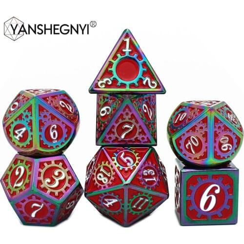 2020 New Dnd Metal Dice RPG MTG Dice for Tabletop RPGs Games D20 D12 D10 D8 D6 D4 Zinc Alloy Digital Dices Pattern 7pcs dice set