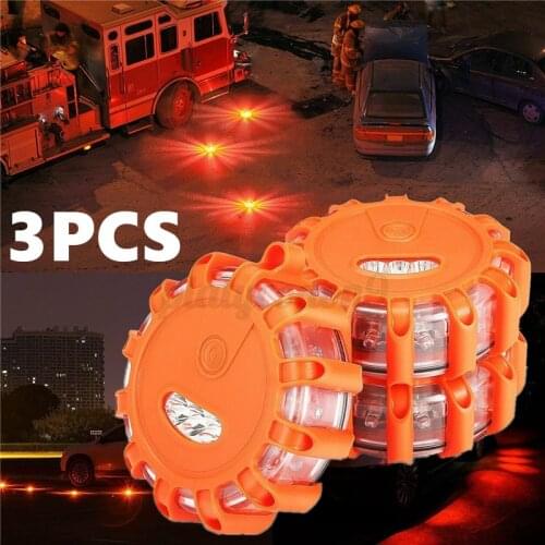 3PCS LED Road Flares Flashing Warning Light LED Road Flare Emergency Disc Roadside Safety Light Flashing Road Beacon