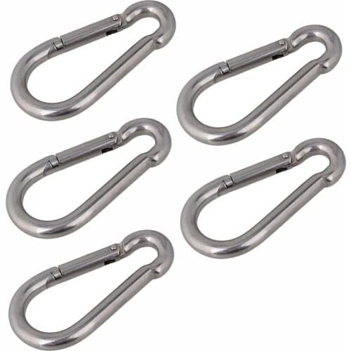 5PCS Multifunctional 304 Stainless Steel Spring Loaded Gate Snap Carabiner Quick Link Lock Ring Hook M9 90mm
