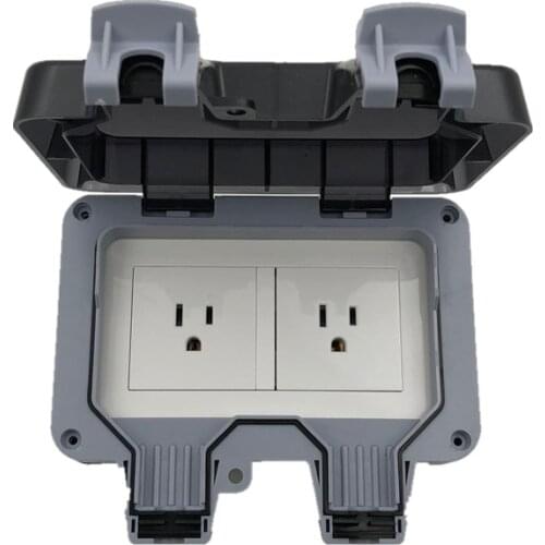 AC 125V US Socket Weatherproof Waterproof Outdoor Wall Power Socket 15A Standard Electrical Outlet Grounded