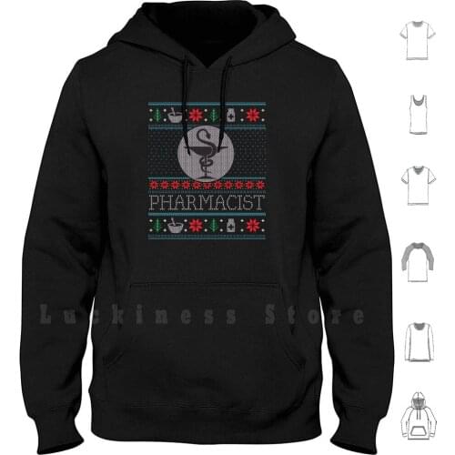 Pharmacy Student Technician Pharmacist Ugly Christmas Xmas Hoodies Long Sleeve Pharmacist Christmas
