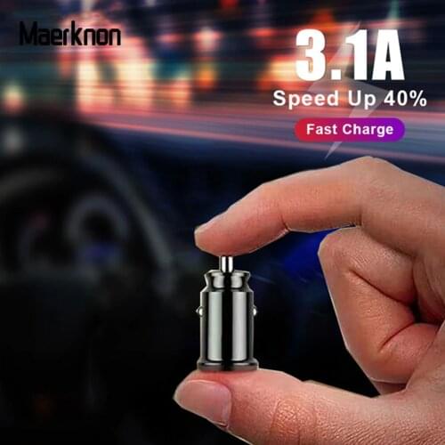 Mini 2 USB Car Charger Adapter 3.1A With LED Universal Dual USB Phone Car-Charger for Samsung S8 S9 Xiaomi Mobile Phone Chargers
