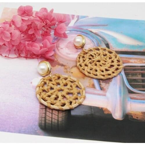 Free Shipping HER054 100Pairs/lot Woven Earrings W Pearl Ear Nail Fashion Women Wearing Jewelry Wholesales High Quality