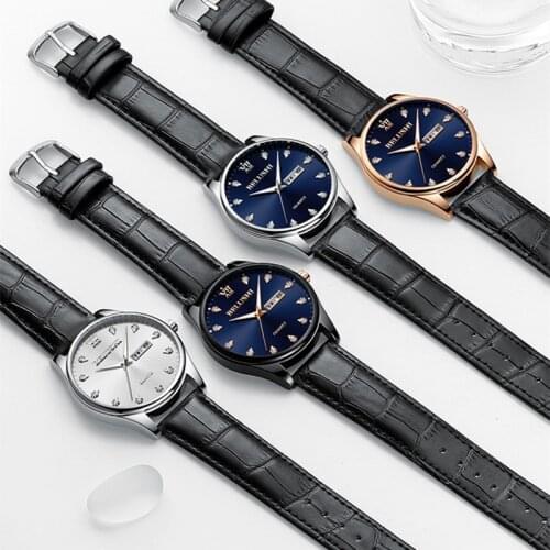 Mens Watches Top Brand Luxury Stainless Steel Watch Date Week Waterproof Men Quartz Watches Business Male Clock (Can English)
