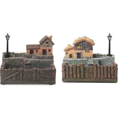 Resin Flower Pot with Lamp for Succulents Plants Creative Planter for Small Bonsai Micro- Landscape Garden Decoration Retail