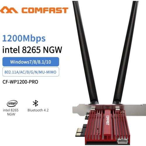 Dual Band 2.4G/5Ghz Wifi Bluetooth Wlan For Intel 8265NGW Wireless-AC 8265 PCIE-X1 802.11ac 867Mbps 2x2 MU-MIMO WIFI BT 4.2 Card