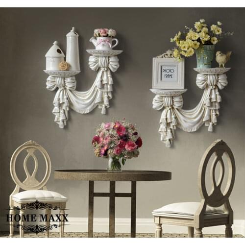 European Resin Wall Shelf Livingroom Wedding Decor Wall Hanging Decorative Shelves Home Bedroom Wall Storage Holder Ornament