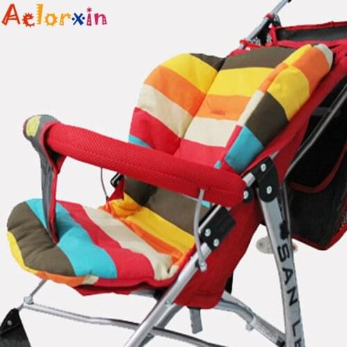 Cotton Soft Thick Baby Stroller Seat Pushchair Cushion Infant Cute Rainbow Color Pram Cushion Accessories BB Car Seat Cushion