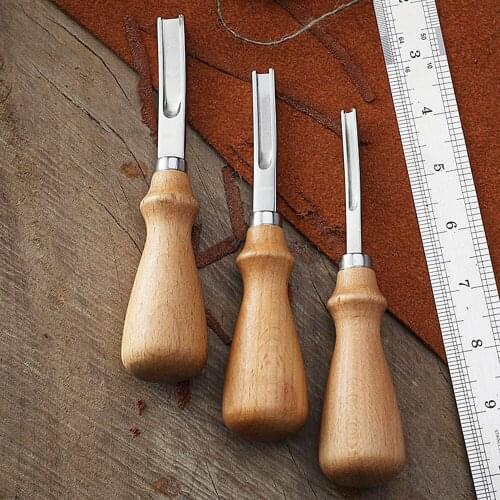 Leather Craft Edge Beveler Practical Skiving Beveling Knife 3 Size DIY Cutting Hand Craft Tool With Wood Handle A4mm A6mm A8mm