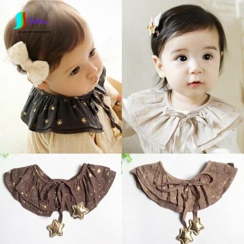 Beautiful Milk White/deep Brown Fold Bow Star Pattern Baby/children Clothes Sewing Decoration False Collar S0475H