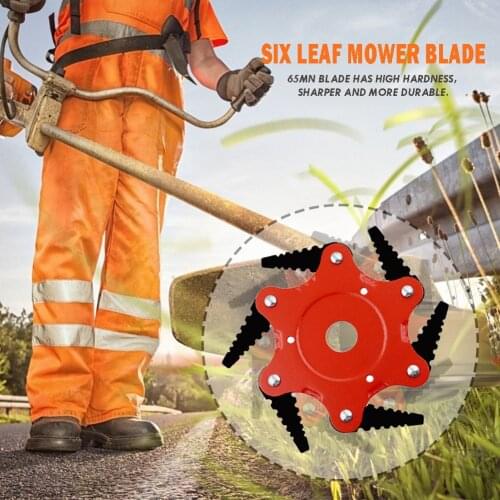 65Mn Manganese Steel Cutter Blade 6 Teeth Grass Durable Trimmer Head Lawn Weeding Garden Tools Supplies Accessories