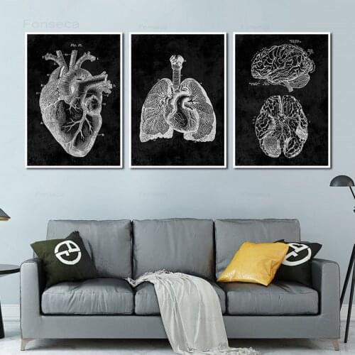 Human Anatomy Artwork Medical Wall Picture Muscle Skeleton Vintage Poster Nordic Canvas Print Education Painting Modern Decor