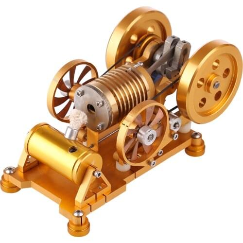 CNC Aluminum Alloy Flame Licker Engine Copper Vacuum Stirling Engine Model Toy with Brass Cylinder Piston