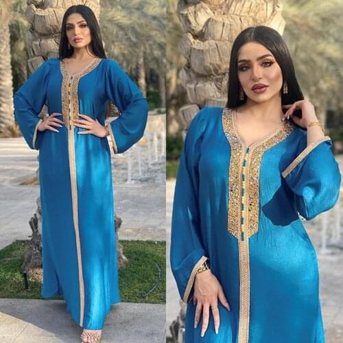 Muslim Women Kaftan Flannel Dresses Long Sleeve Abaya Dubai Turkish Islamic Clothing Evening Gowns Malaysia Elegant Dresses