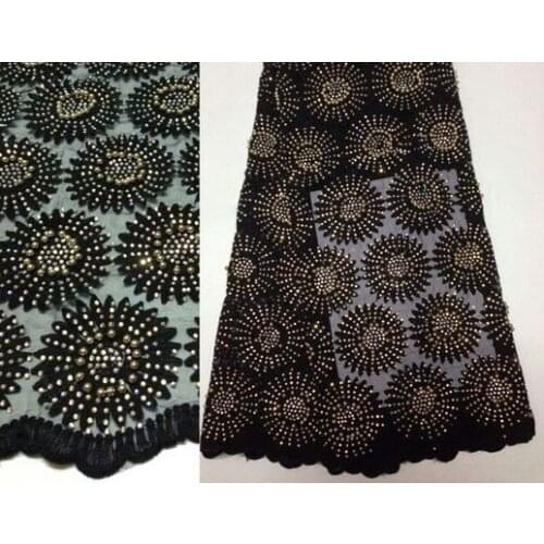 2018 new High Quality African French Lace Fabric Rhinestones Wholesale lace For lace Wedding dress evening lace 5y BC26