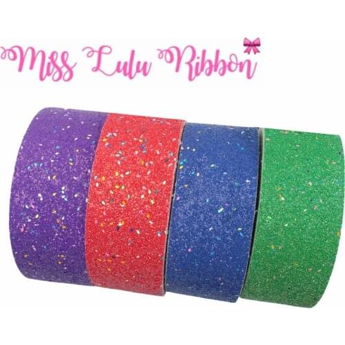 3"75mm Solid Color Shiny Glitter Leather Fabric Ribbon Red Green DIY Christmas Tree Decor Hair Bowknots Making 25yards/roll