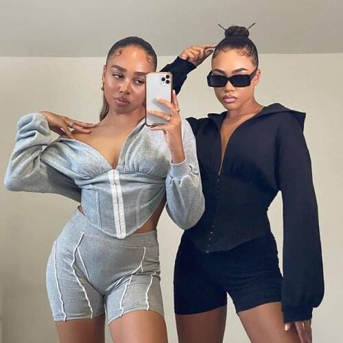 Solid Color Women High Waist Harajuku Hoodies Black White Hoodie Sweatshirt Women Crop Tops Sexy E Girls Thicken Warm Clothing