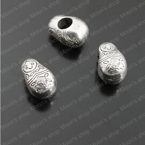 Wholesale 13*8mm Antique Silver color Russian Doll Alloy Large hole beads Bracelets Accessories 30 pcs(JM3572)