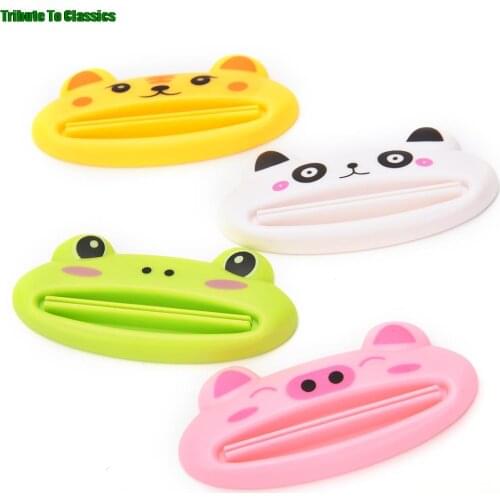 1pcs Plastic Toothpaste Tube Squeezer Easy Squeeze Paste Dispenser Roll Holder Cartoon Frog/Tiger/Frog/Panda/Pig