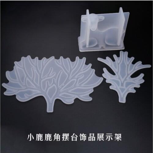 DIY Crystal Epoxy Silicone Mold Fawn Antlers Tree Branch Jewelry Display Stand Manual Swing Table Mirror Mould