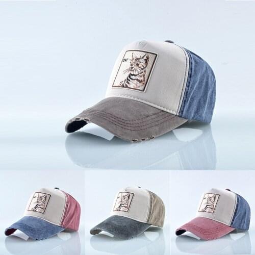 Unisex Outdoor Sports/Travel Cotton Adjustable Sunhat All-match Couple Hats Animal Cat Embroidered Baseball Cap Hip-Hop Cap
