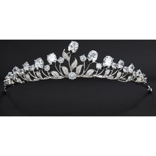 Cubic Zirconia Small Size Leaves Wedding Tiaras Crown for Little Flower Girl Hair Jewelry HG7054