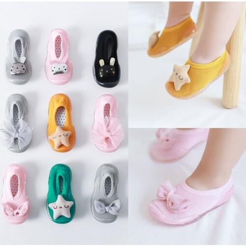 Toddler Baby Solid Color Shoe Girls Kids Rabbit Bow Star Soft Sole Rubber Shoes Sock Slipper Stocking Chic Sweet Cute Shoe Туфли