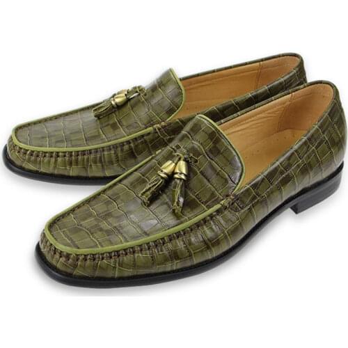 Luxury Men Shoes Loafers Genuine Leather Casual Fashion Office Business Wedding Black Green Flats Driving Slip on Man Shoe ABS06