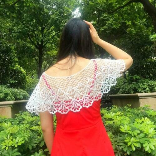Embroidered Lace Neckline Surround Collar Trimming Dress Shawl
