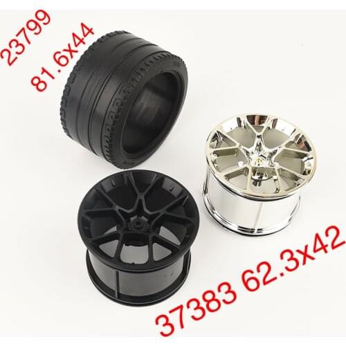 High-Tech 37383 23799 Building Blocks Wheel Hub RIM 62.3X42mm & Tire 81.6x44mm ZR Straight Tread Fit For 42083 MOC Brick Cars